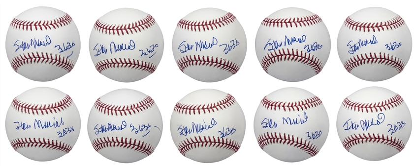 Lot of (10) Stan Musial Signed And Inscribed (3630) Official MLB Baseballs (PSA/DNA)